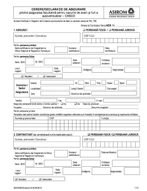 Cerere Declaratie De Asigurare Casco Basiromrob Form Fill Out And