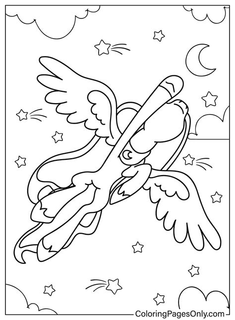 Princess Luna Flying At Night Coloring Sheet Free Printable Coloring