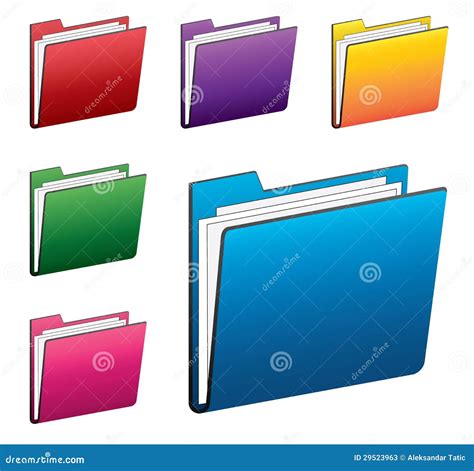 Colorful Folder Icons Set Stock Vector Illustration Of Purple 29523963