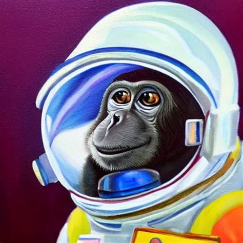 An Oil Painting Of A Monkey Wearing A Spacesuit Stable Diffusion