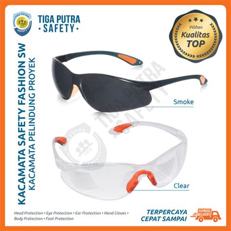 Jual Kacamata Pelindung Safety Proyek Bening Hitam Safety Glasses Sw