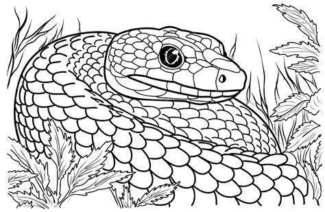 Dibujo De Serpiente Para Colorear Dibujo Para Colorear Serpientes En La Hierba Vector Premium