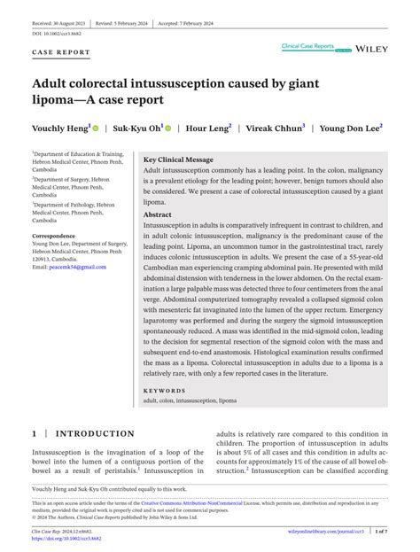 Pdf Adult Colorectal Intussusception Caused By Giant Lipoma—a Case Report