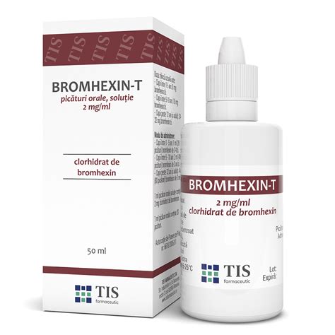 Bromhexin T 2 Mg Ml Picaturi Orale Solutie 50 Ml Tis Farm