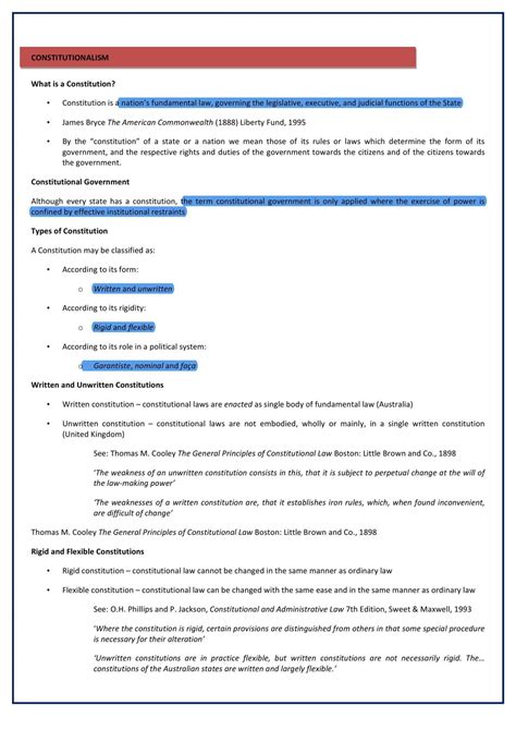 Llb259 Exam Notes For Constitutional Law Llb259 Constitutional Law