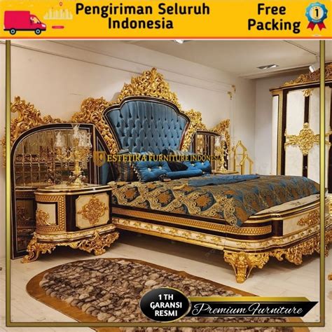 Jual ESTETIKA Dipan Tempat Tidur Etihad Full Ukir Dengan Finishing Gold