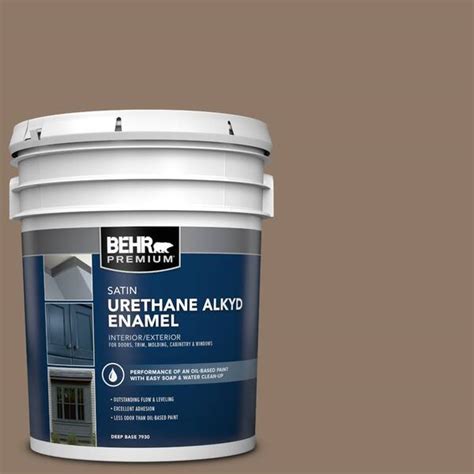 BEHR PREMIUM 5 Gal PPU5 05 Coconut Shell Urethane Alkyd Satin Enamel