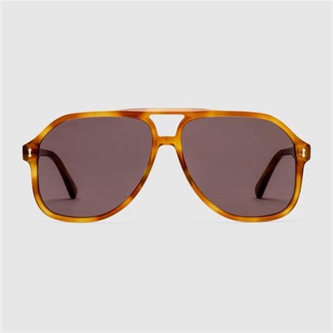 Navigator Frame Sunglasses In Tortoiseshell Acetate Gucci Dk