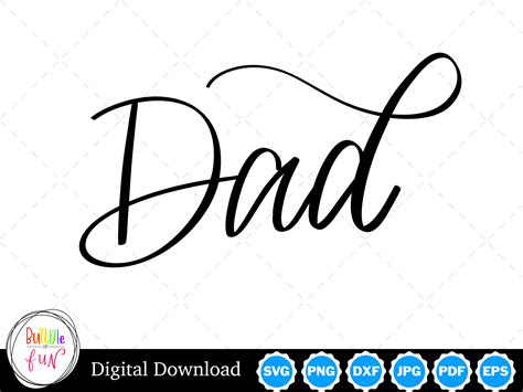 Cursive Script Dad Handwritten Vector Image Cut Files With SVG, Eps, Pdf, Png, Pdf, and Jpg ...