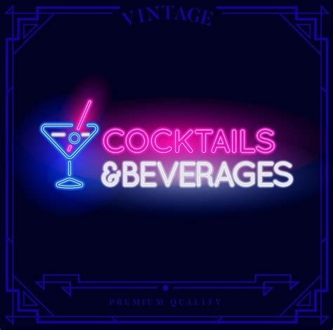 Premium Vector Cocktails And Beverages Neon Light Sign Vector