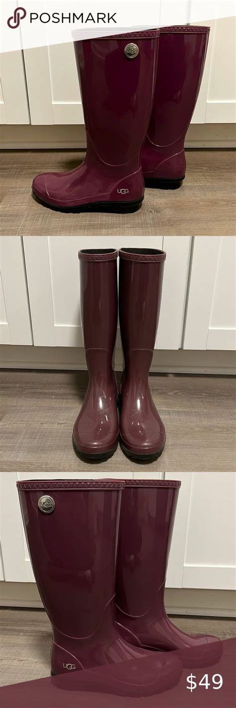 Ugg Shaye Aster Purple Tall Rain Boots Womens Size 5 Rain Boots