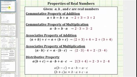 Id Real Number Properties Distributive And Associative Youtube