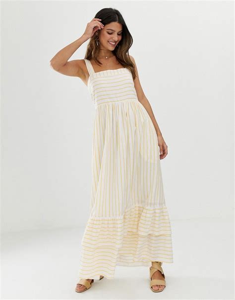 Y A S Stripe Tiered Maxi Dress Multi Modesens Maxi Dress Trend