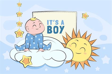 Free Vector | Baby announcement baby boy background