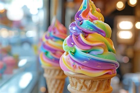 Premium Photo Vibrant Swirls Of Colorful Ice Cream Artfully Crafted