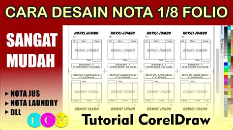 Cara Mudah Desain Nota 1 8 Folio Tutorial Coreldraw Pemula YouTube