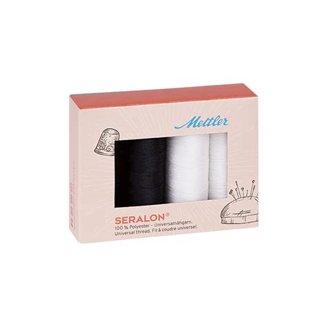 Mettler Set De Fils Coudre SERALON 200m Lot De 4 Noir Blanc