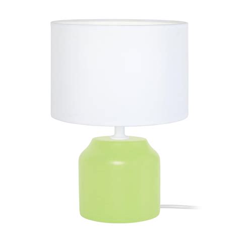 MARY A Lampe De Chevet Cylindrique Bois Vert Et Blanc