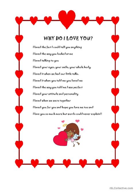 Love Poem English Esl Worksheets Pdf And Doc