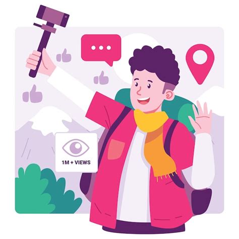 Ilustración Del Personaje Del Creador De Contenido Vector Premium