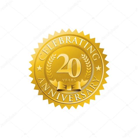 20th anniversary golden badge logo Stock Illustration by ©ariefpro #86381672