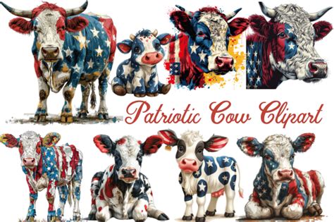 Patriotic Cow Clipart Graphic By Tshirtado · Creative Fabrica