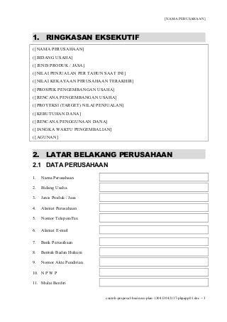 Contoh Ringkasan Eksekutif Bisnis Plan Koleksi Gambar