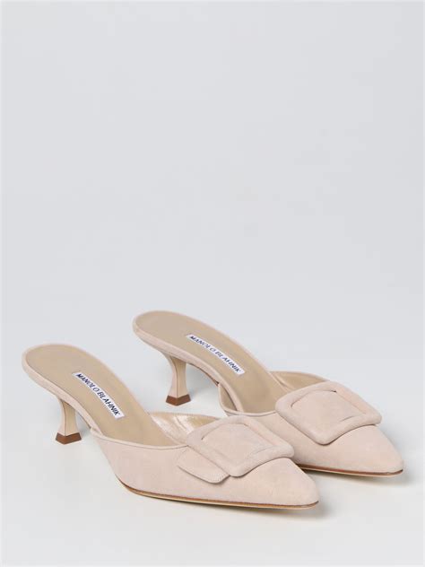 Manolo Blahnik Maysale Suede Mules Nude Manolo Blahnik High Heel