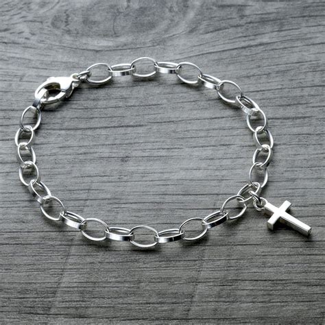 Amazon Cross Charm Bracelet In Sterling Silver Handmade