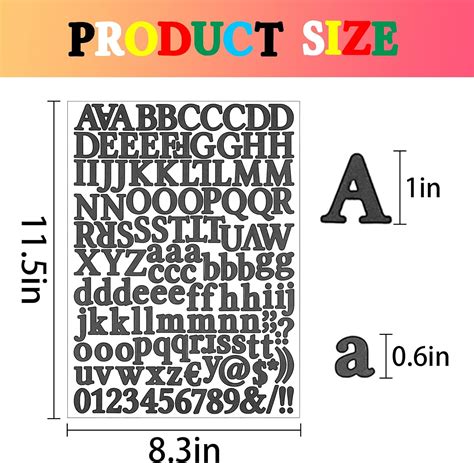 1320 calcomanías de letras 10 hojas de calcomanías coloridas del