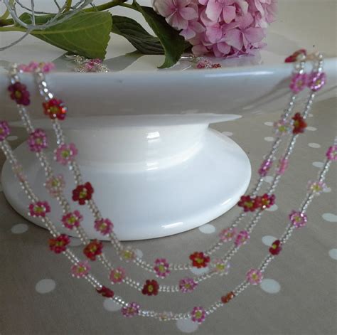 Pretty Seed Bead Daisy Chain Necklace Silver Pl Folksy