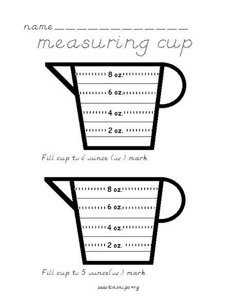 Free Printable Measuring Cup Worksheets - Printable Templates