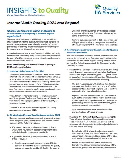 Internal Audit Quality 2024 And Beyond