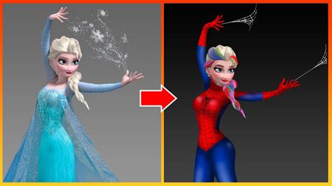 Frozen Elsa Frozen Glow Up Into Spider Man Cartoonfashion68 Youtube