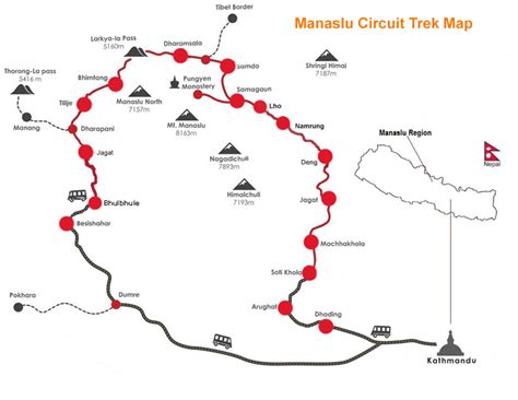 Manaslu Circuit Trek Map Excellent Himalaya Trek Expedition