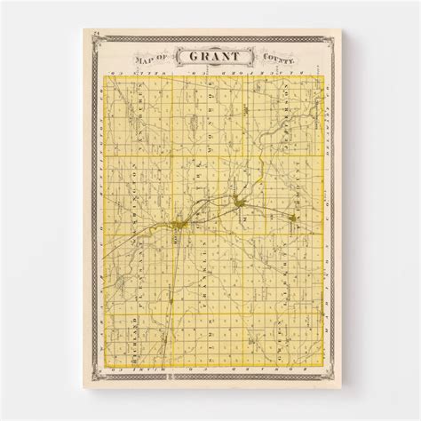 Vintage Map of Grant County Indiana, 1876 by Ted's Vintage Art