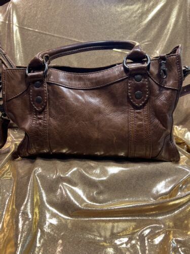 Frye Large Purse Melissa Zip Satchel Leather Handbag Brown Waxed