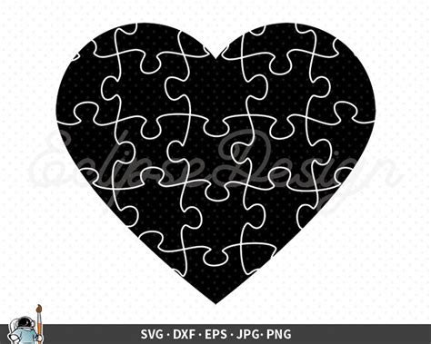 Heart Svg Puzzle Svg Heart Puzzle Vector Heart Clipart Etsy