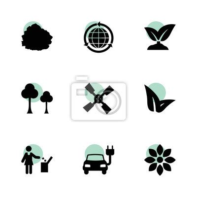 Ecology Icons Vector Collection Filled Ecology Icons Set Wall Mural