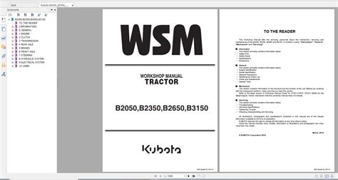 Kubota Tractor B2050 B2350 B2650 B3150 Workshop Manual