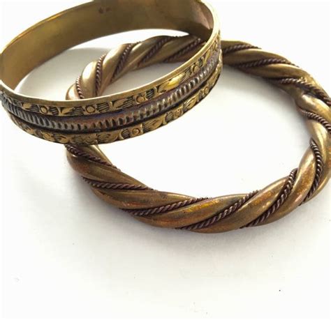 Healing Boho Vintage Copper And Brass Bangle Bracelets Set Of Etsy Bangle Bracelet Set Brass