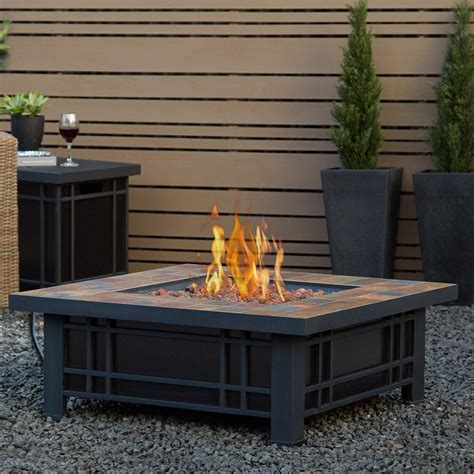 Real Flame Morrison Inch Square Propane Fire Pit Black Brown