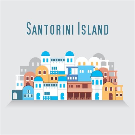 Griechenland Santorini Insel Vektor Illustration Premium Vektor