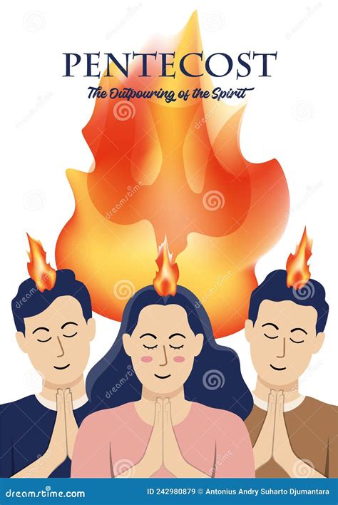 Pentecost Sunday Apostles And Holy Spirit In Flame Stock Vector