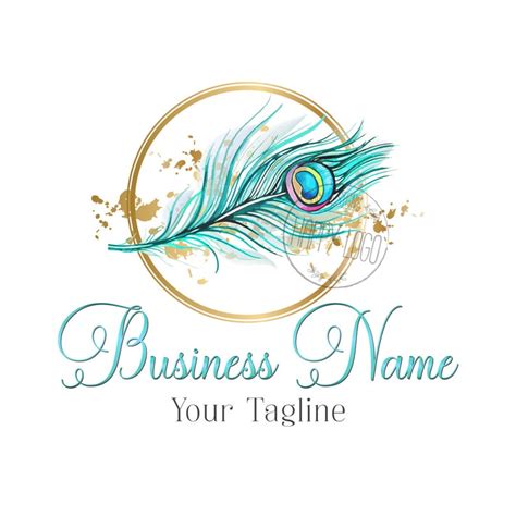 Digital Feather Logo Custom Logo Peacock Feathers Logo Etsy Canada