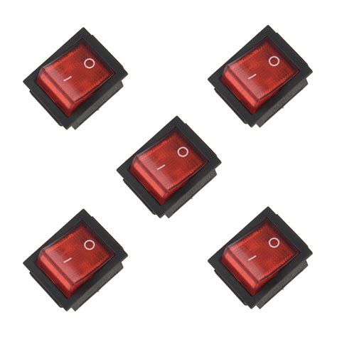 5X Red Light 4 Pin DPST ON OFF Snap In Rocker Switch 15A 250V 20A 125V