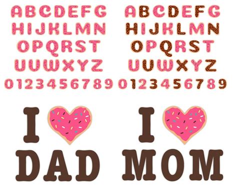 Donuts SVG Clipart Donut Font Alphabet Digital Donuts Bundle Doughnut