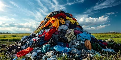 Wide shot of a landfill filled with discarded clothes Concept Landfill ...