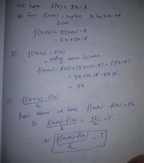 Solved Find And Simplify Each Of The Following For Fx5x 8 A Fxh Course Hero