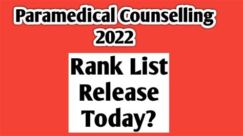 Live Tn ParaMedical Counselling 2022 Rank List Release Today Vjalerts